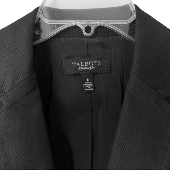 Talbots Horsebit Blazer Size 8 Black Cotton Pique Preppy Equestrian - Picture 4 of 10